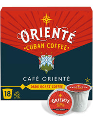 Oriente front packaging showing 18-count pods and bold Cuban roast aroma
