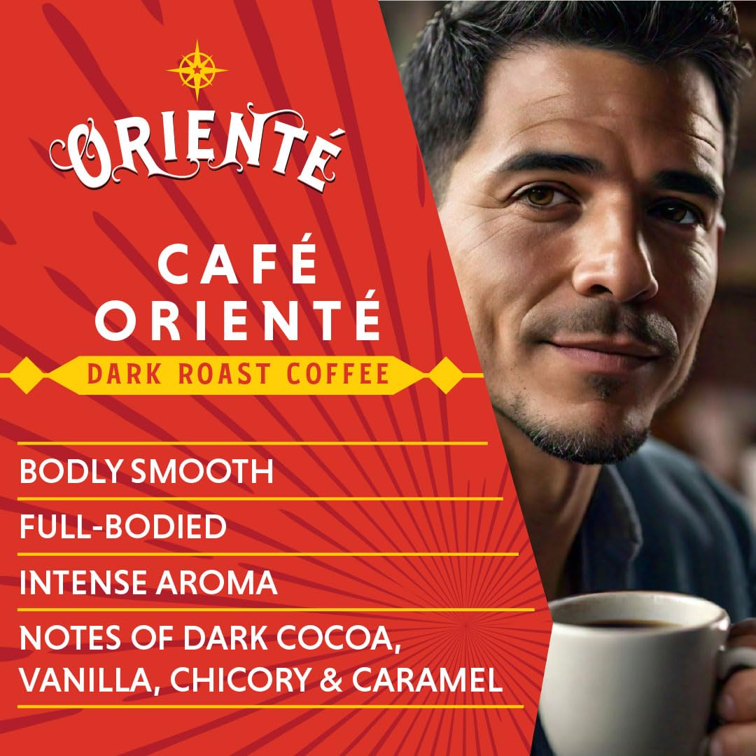 Oriente pod placed in a Keurig-style brewer for effortless single-serve convenience
