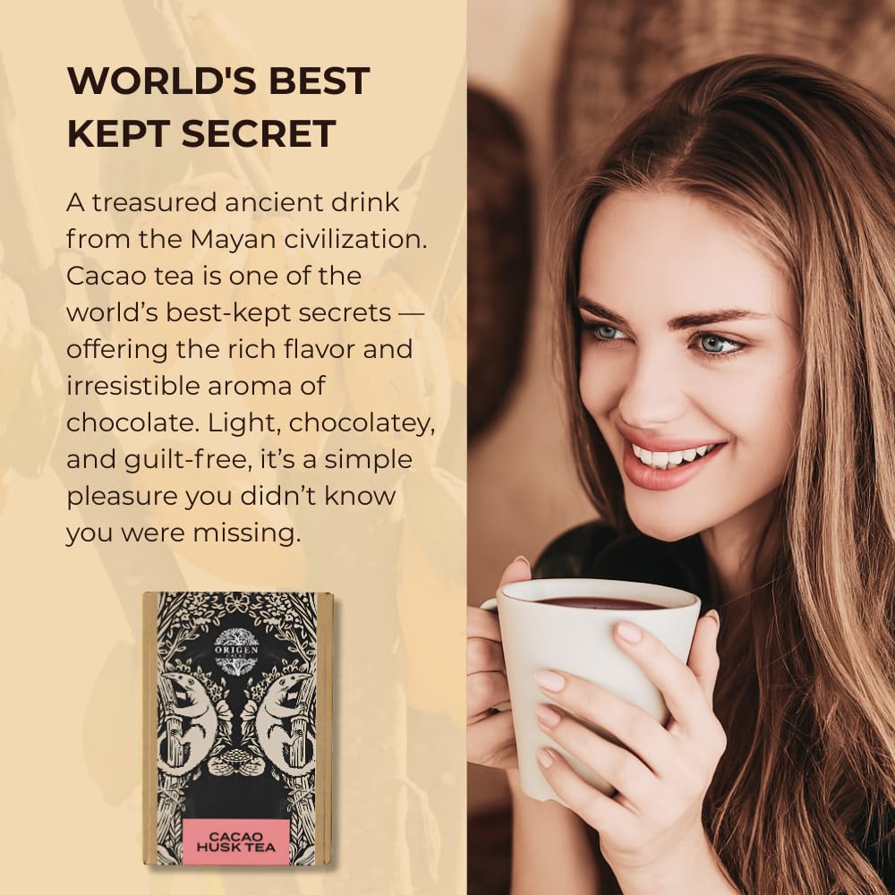 Origen Cacao pour-over preparation of husk tea demonstrating easy steeping method