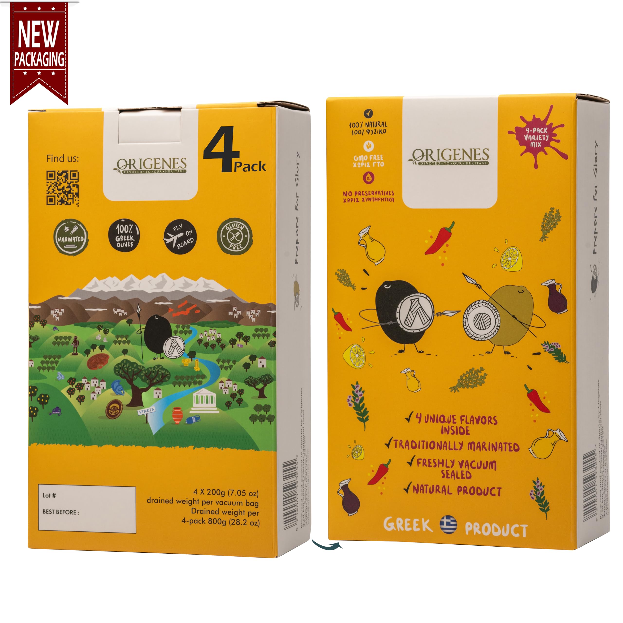 ORIGENES spicy mixed olives with red pepper flakes for bold, warming flavor