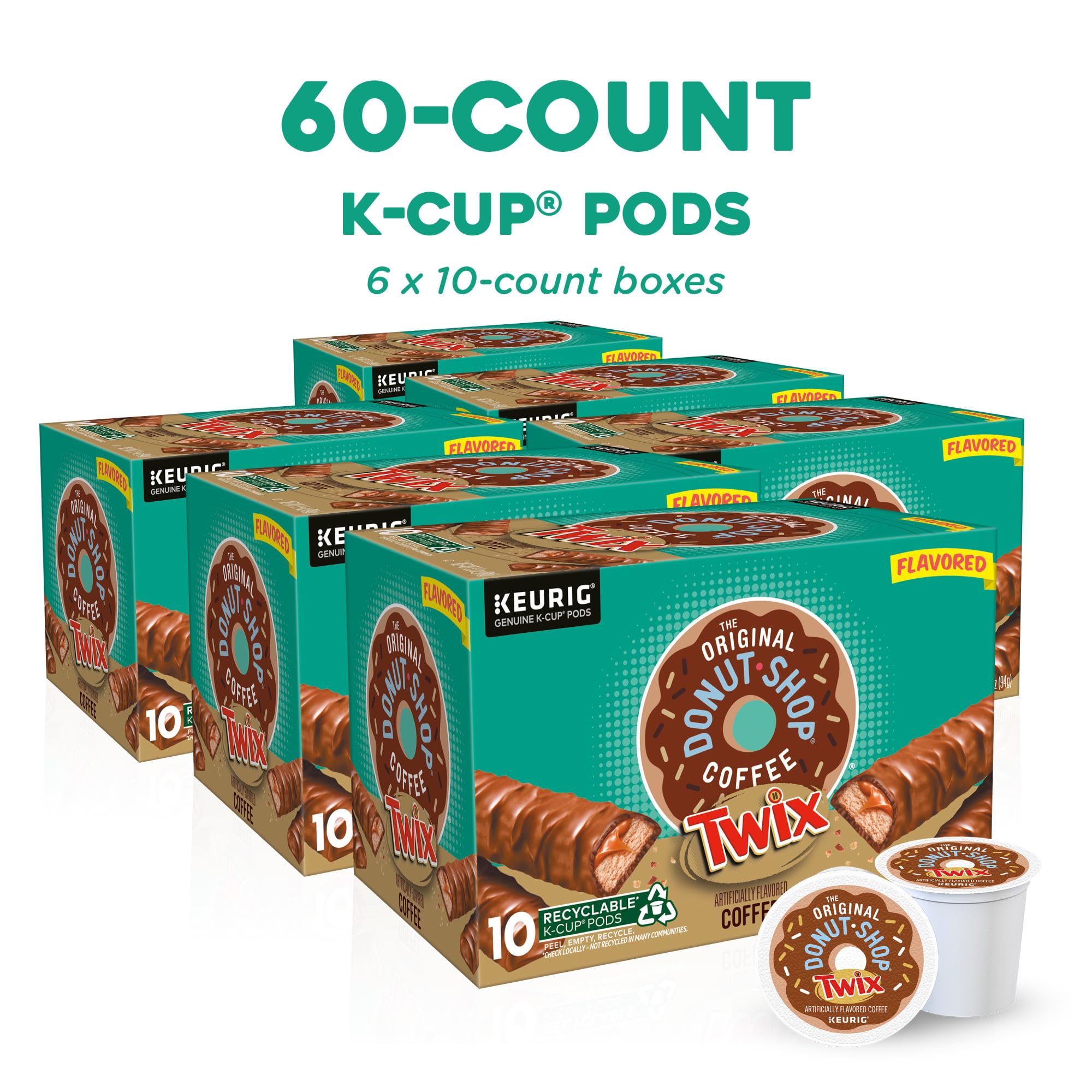 Close-up of The Original Donut Shop TWIX K-Cup pod highlighting pod design and freshness
