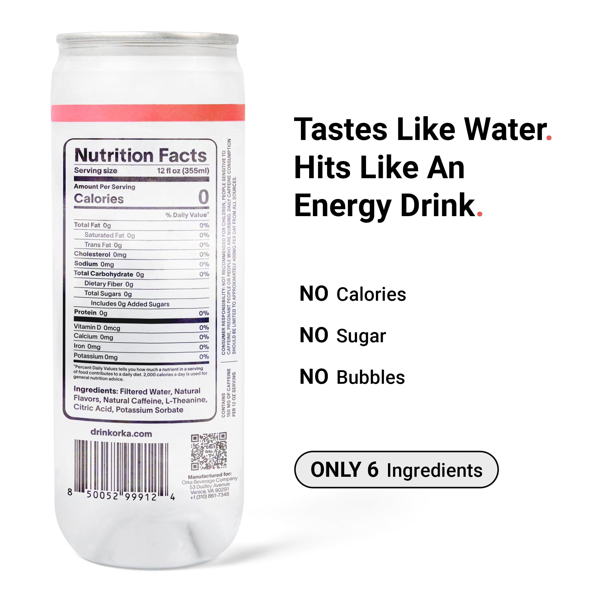 Orka poured into glass showcasing clear, light watermelon refreshment
