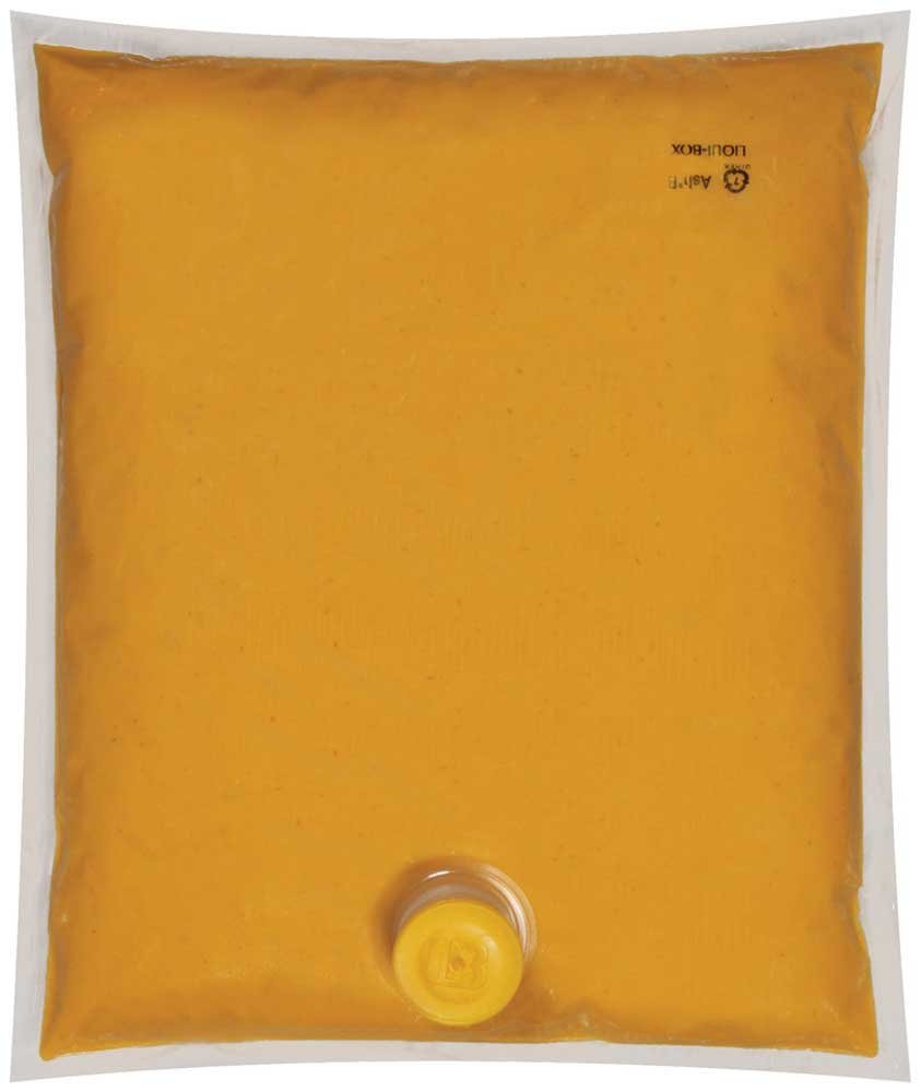 Ortega pouch attached to pump dispenser pouring smooth cheese for fast service