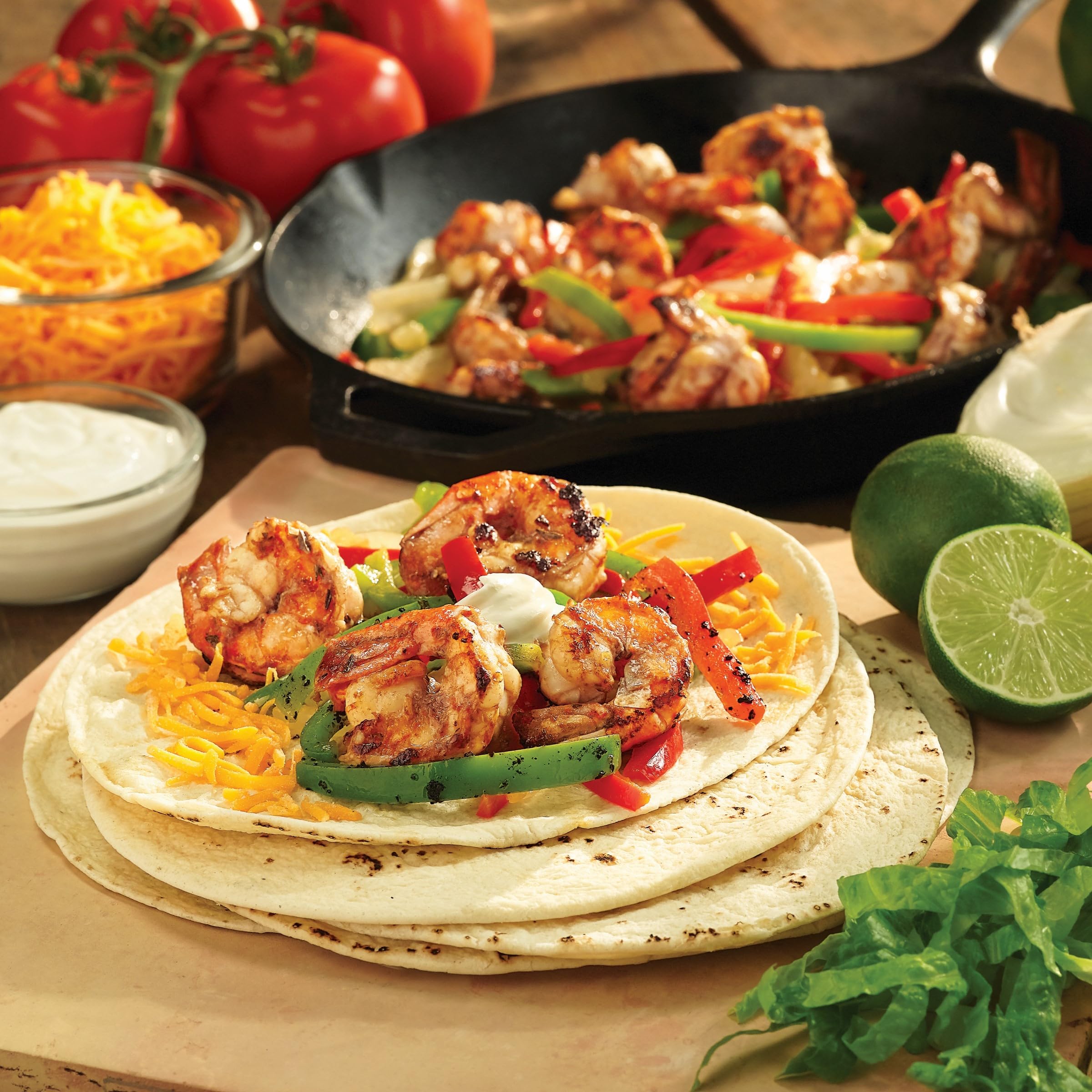 Ortega fajitas served on tortillas for simple family meals