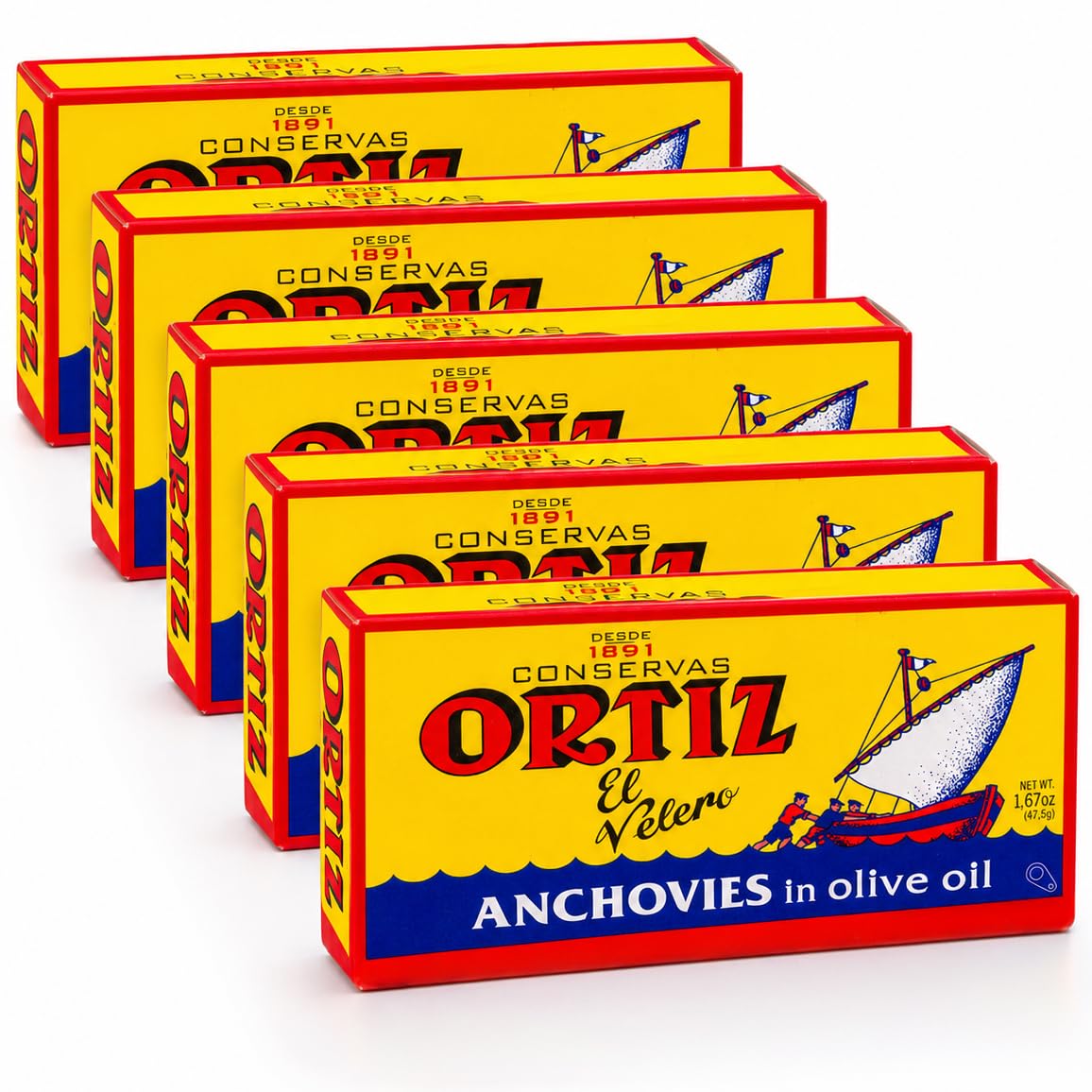 Ortiz front can showing brand and tin design, indicates premium conserva