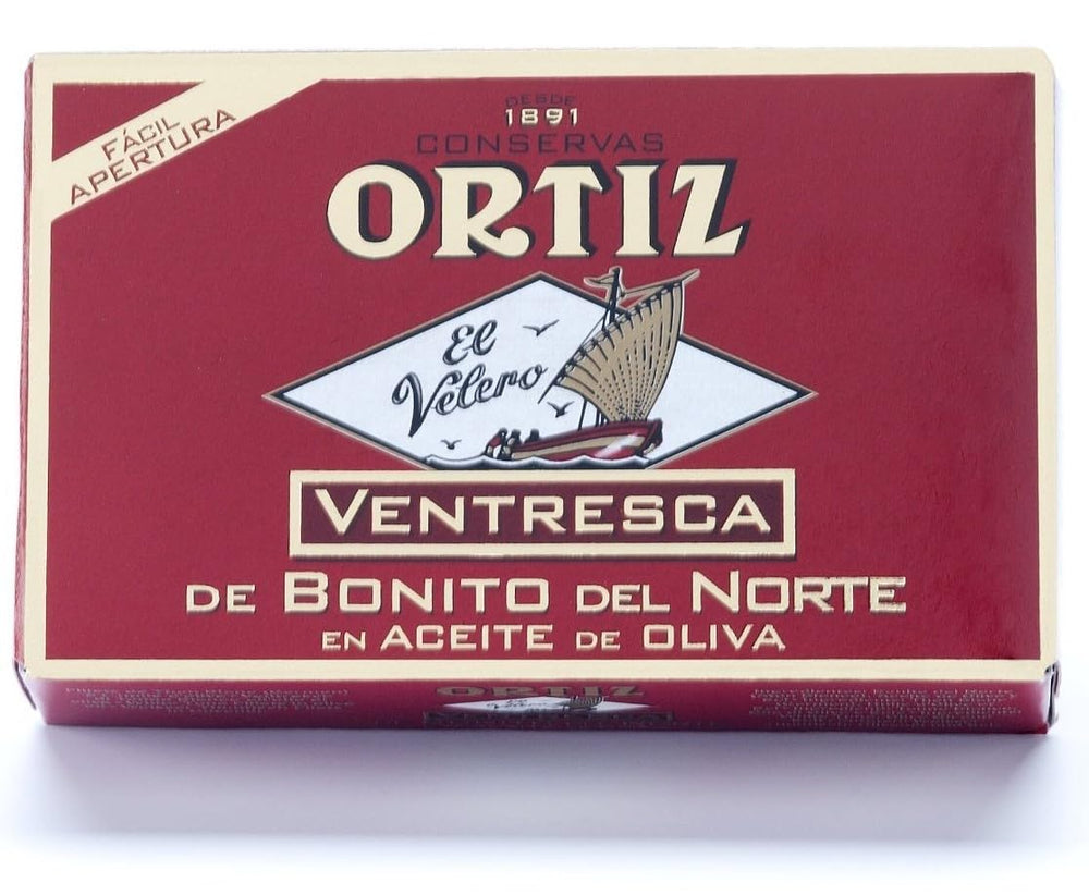 Ortiz label and origin detail emphasizing Cantabrian Sea sourcing
