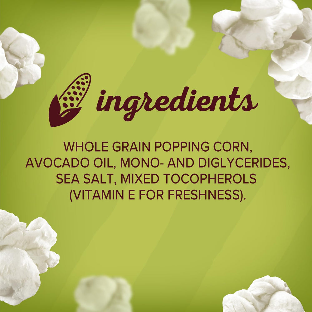 Product label and nutrition facts on Orville Redenbacher's box showing clean ingredients