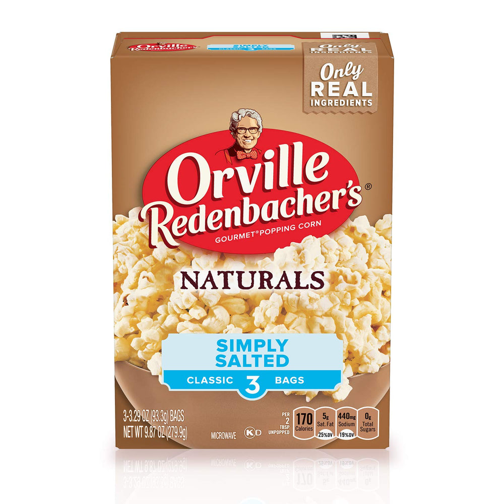 Orville Redenbacher's front box packaging showing natural branding and value