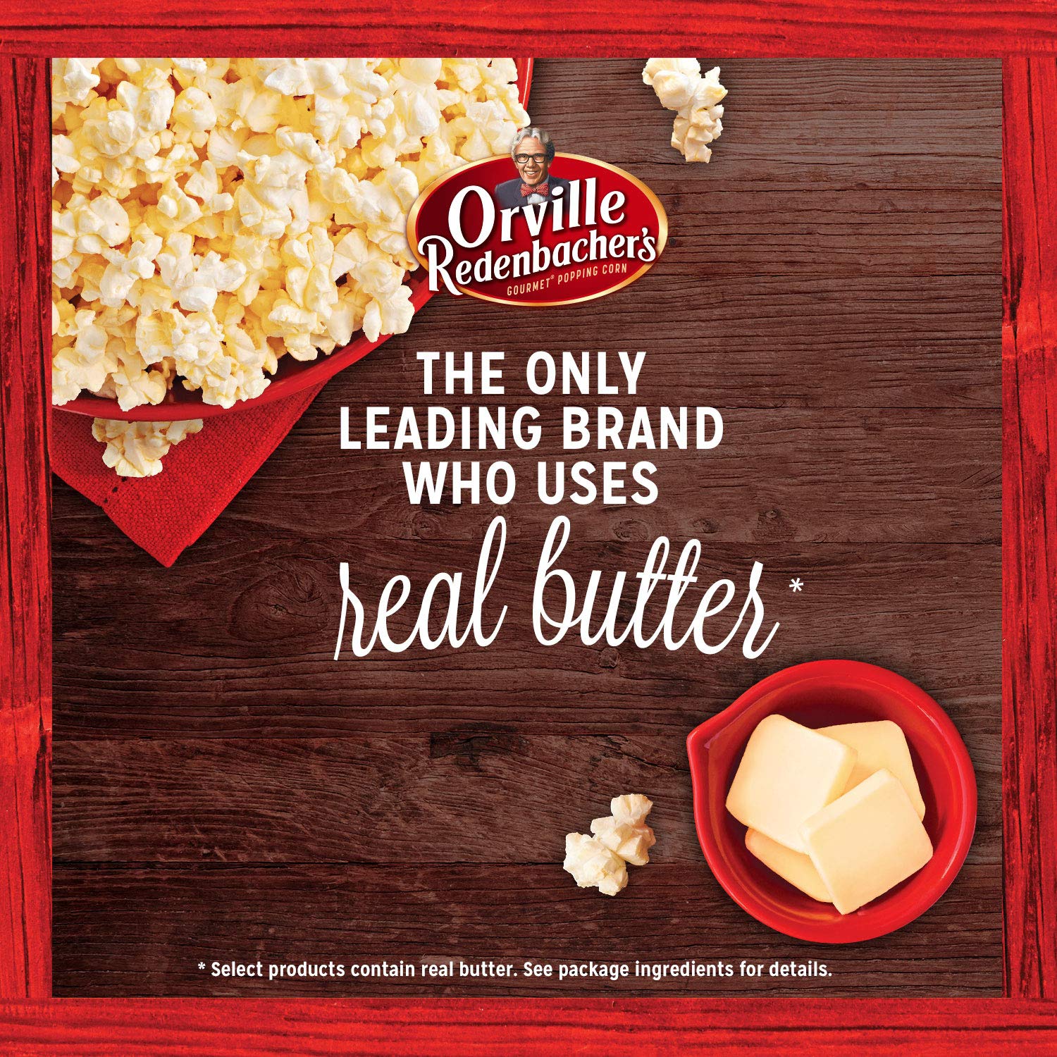 Orville Redenbacher's twelve-pack stacked in a pantry showing bulk convenience