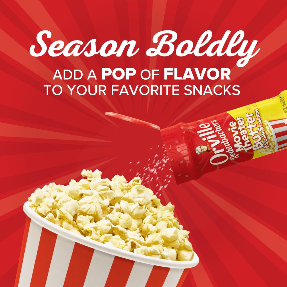Orville Redenbacher's seasoning poured over popcorn for instant movie flavor