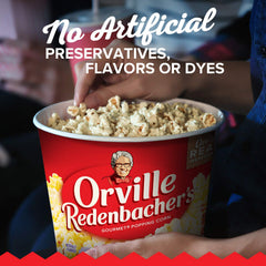 Orville Redenbacher's tub side label showing nutrition and ingredient transparency benefit