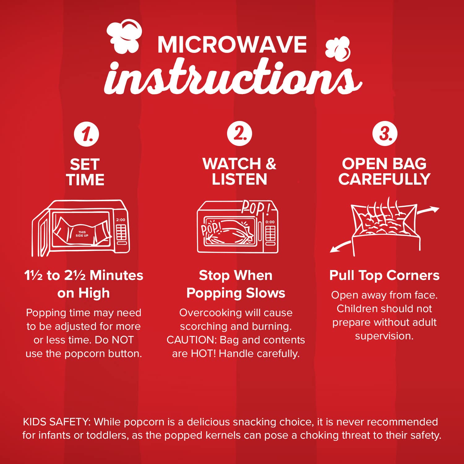 Orville Redenbacher's popcorn popping in a microwave demonstrating easy preparation