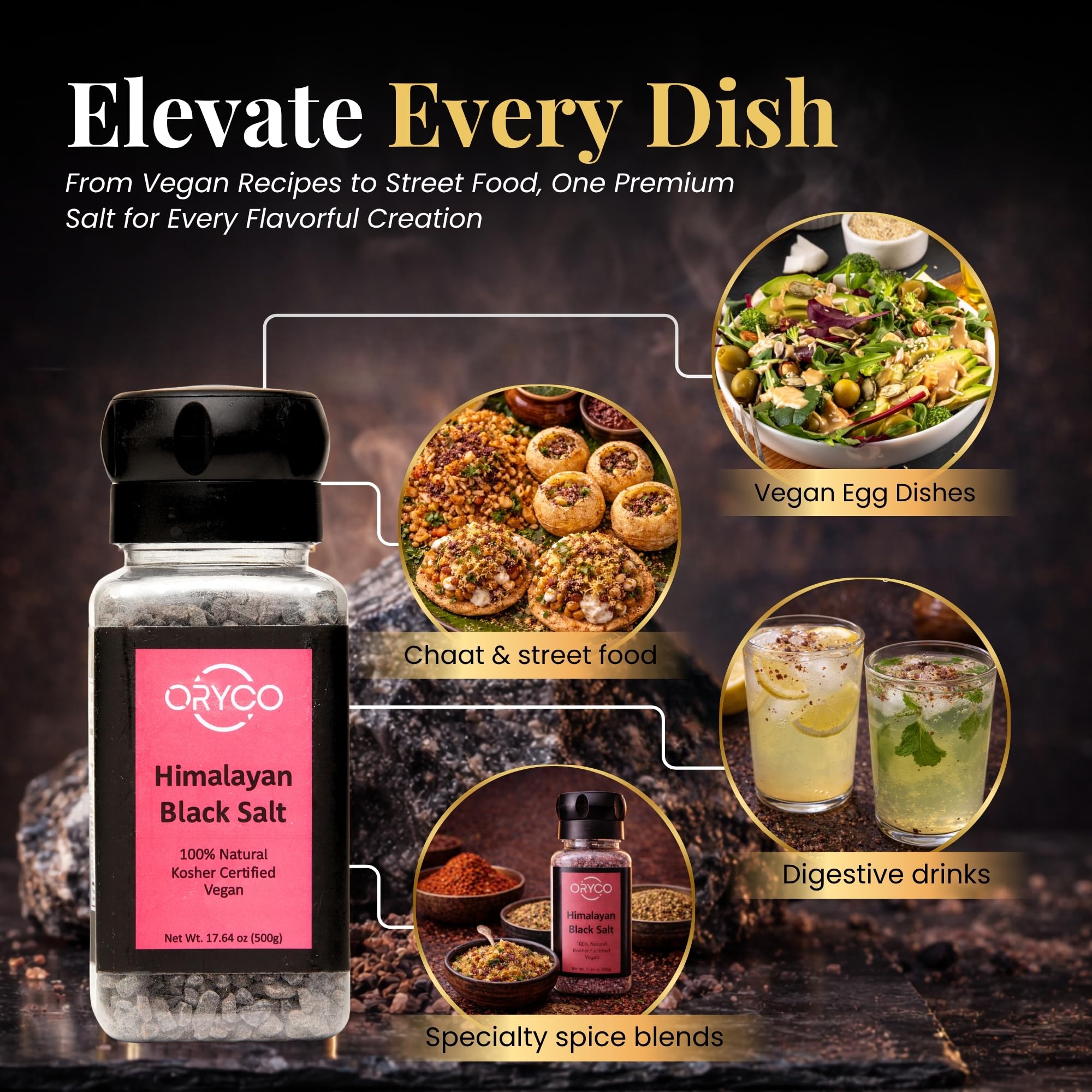 Oryco salt sprinkled on tofu scramble, enhances plant-based eggy flavor