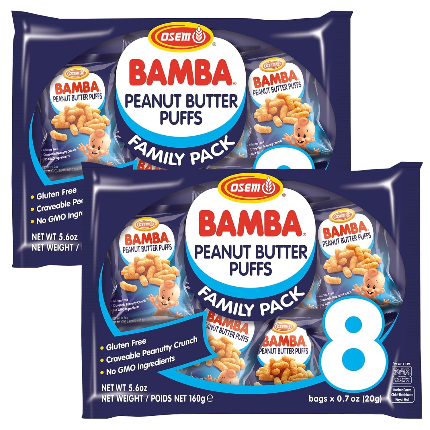 Osem Bamba family pack front showing 16 single-serve bags and clear branding benefit convenience