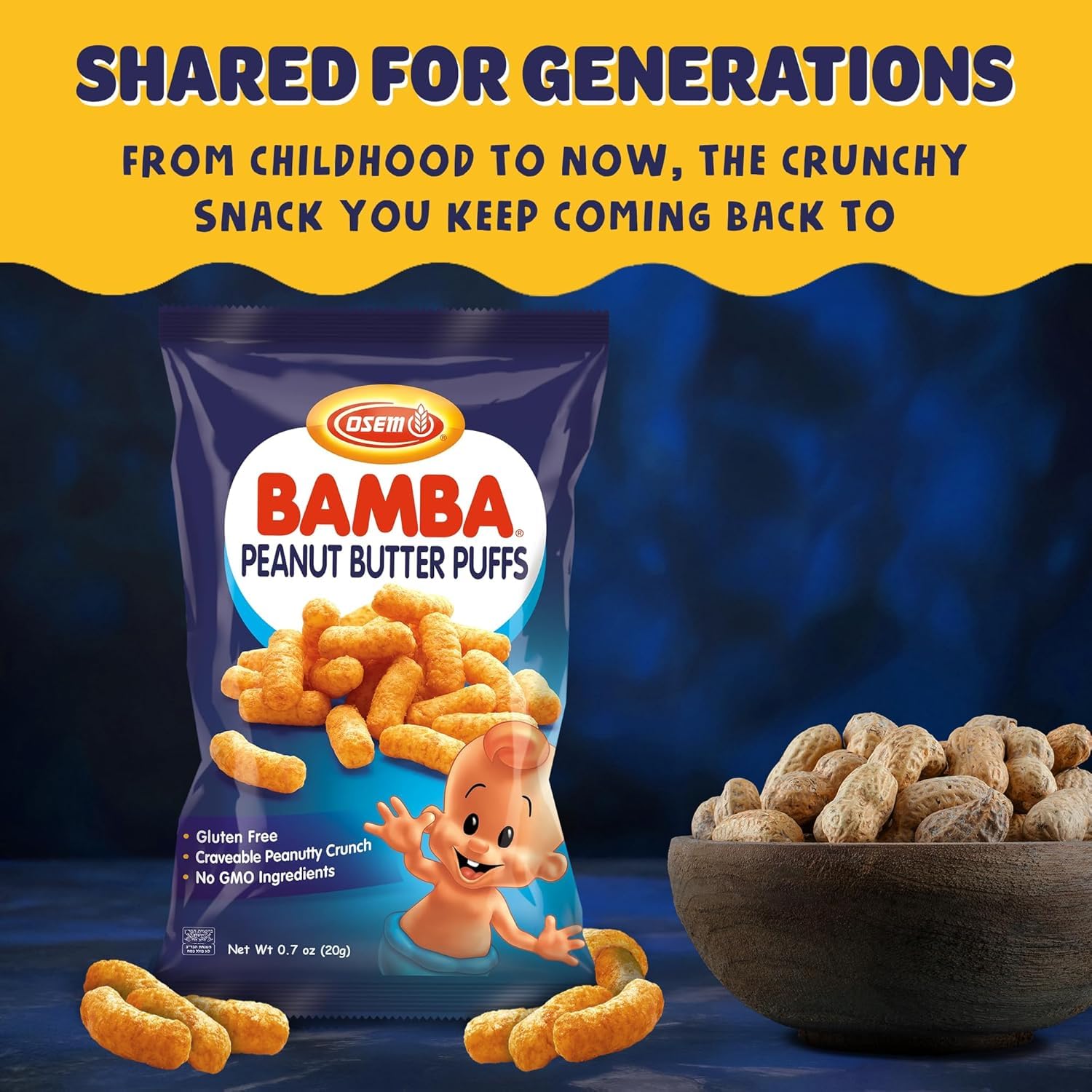 Osem Bamba served to toddler illustrating safe dissolving texture and easy snacking
