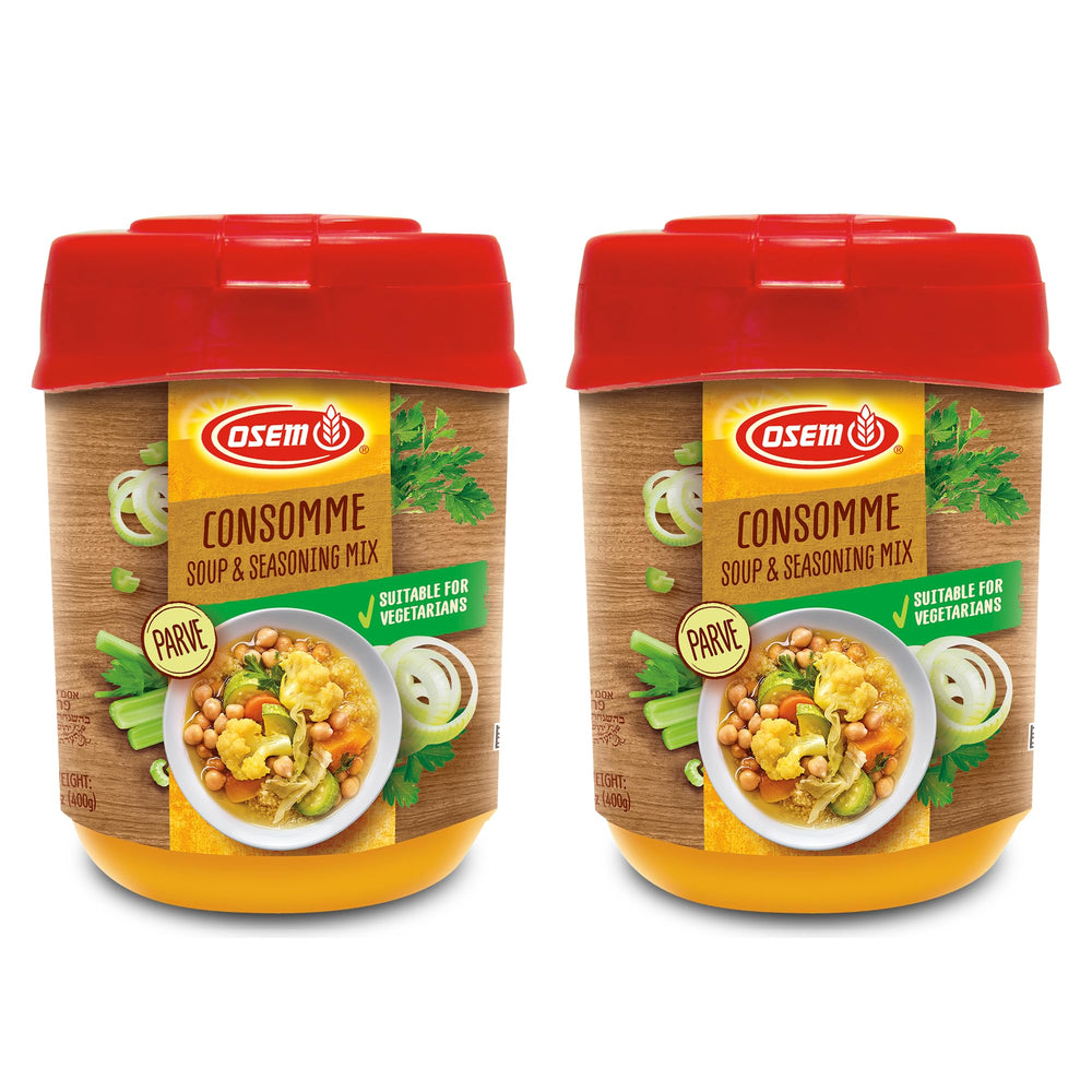 Osem consomme front packaging showing product name and two-pack convenience