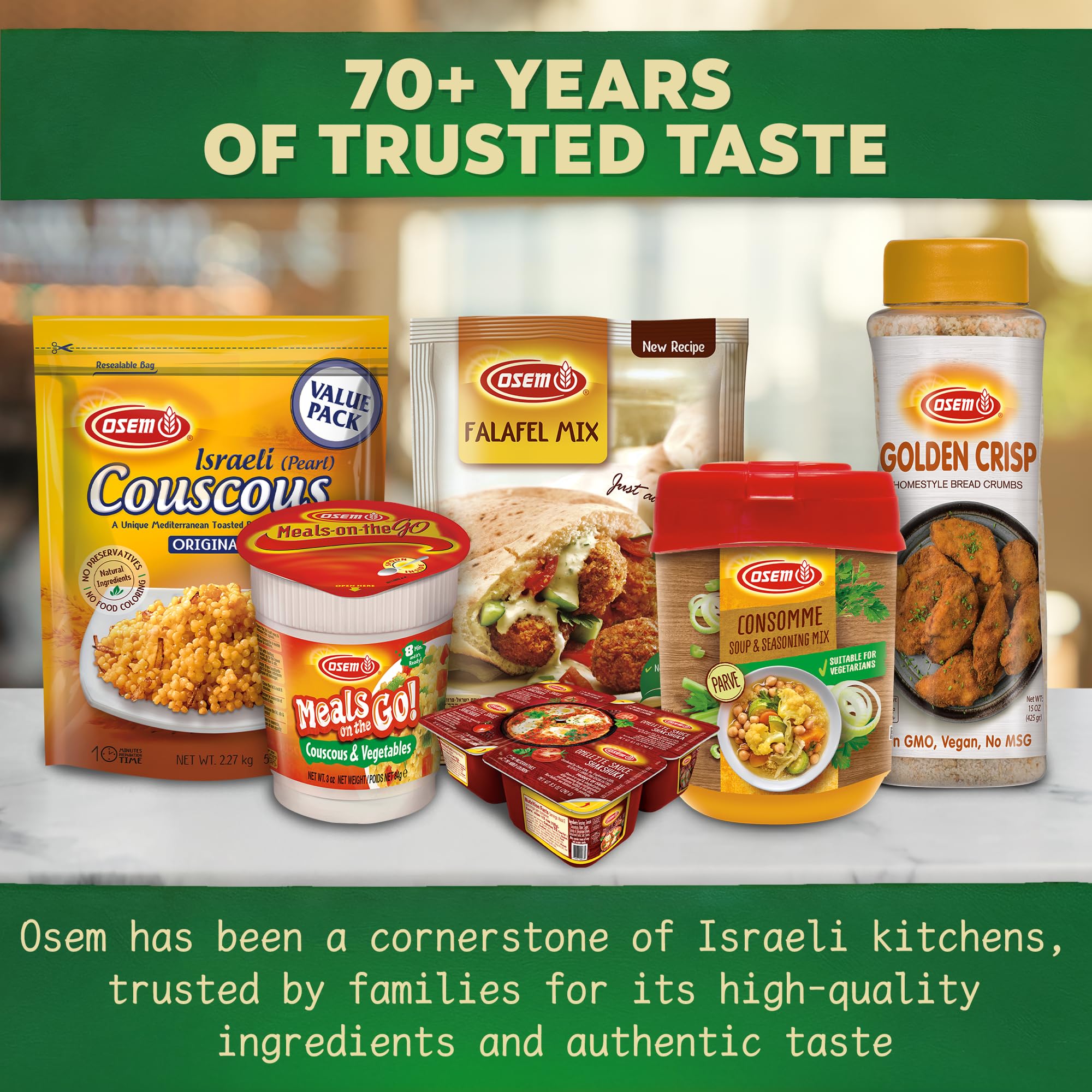 Osem consomme label close-up showing kosher and vegetarian benefits
