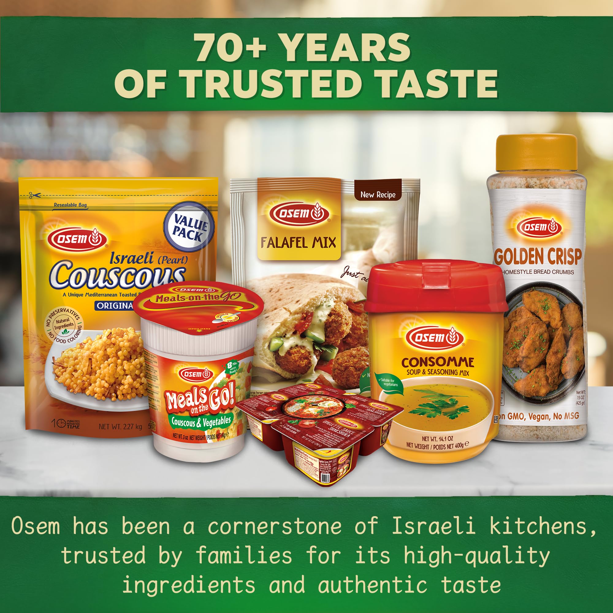 Three Osem containers on pantry shelf showing value pack for consistent supply