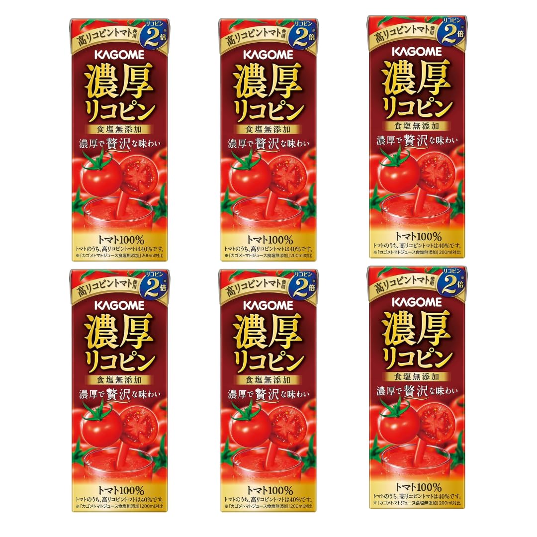 OSK Kagome front packaging showing six 195ml bottles and clear tomato benefit