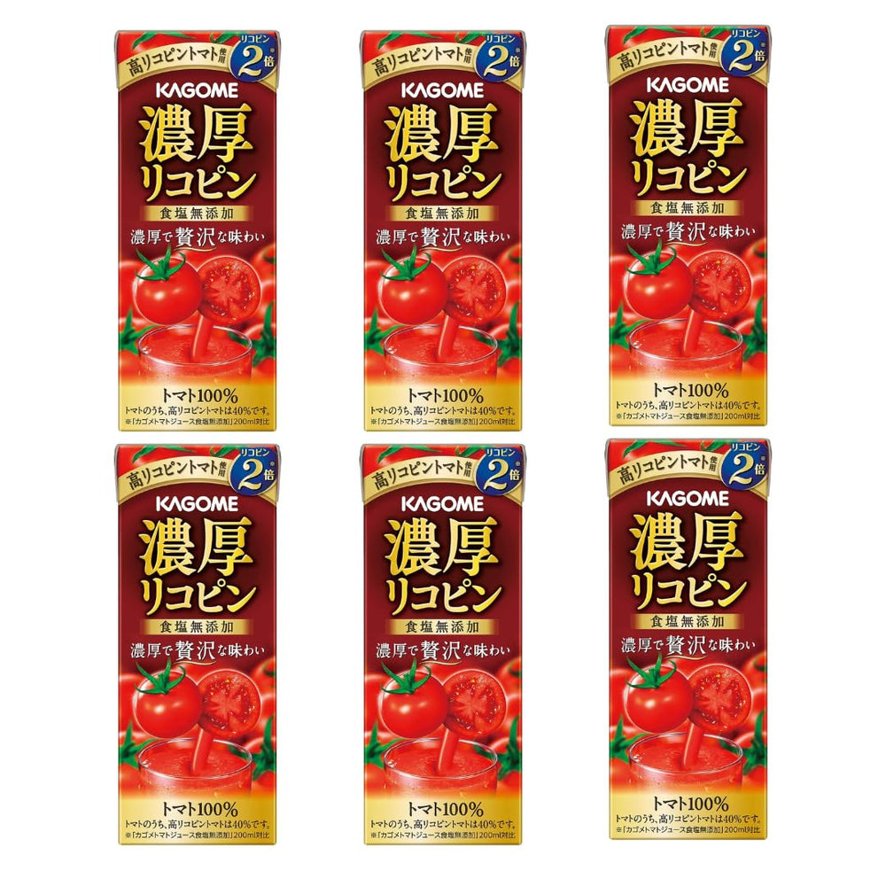 OSK Kagome front packaging showing six 195ml bottles and clear tomato benefit