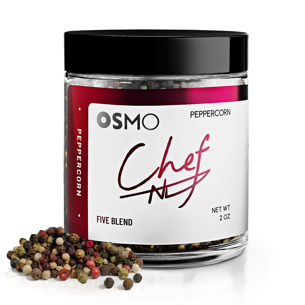 osmo 5-peppercorn front packaging showing compact 2 oz jar and brand
