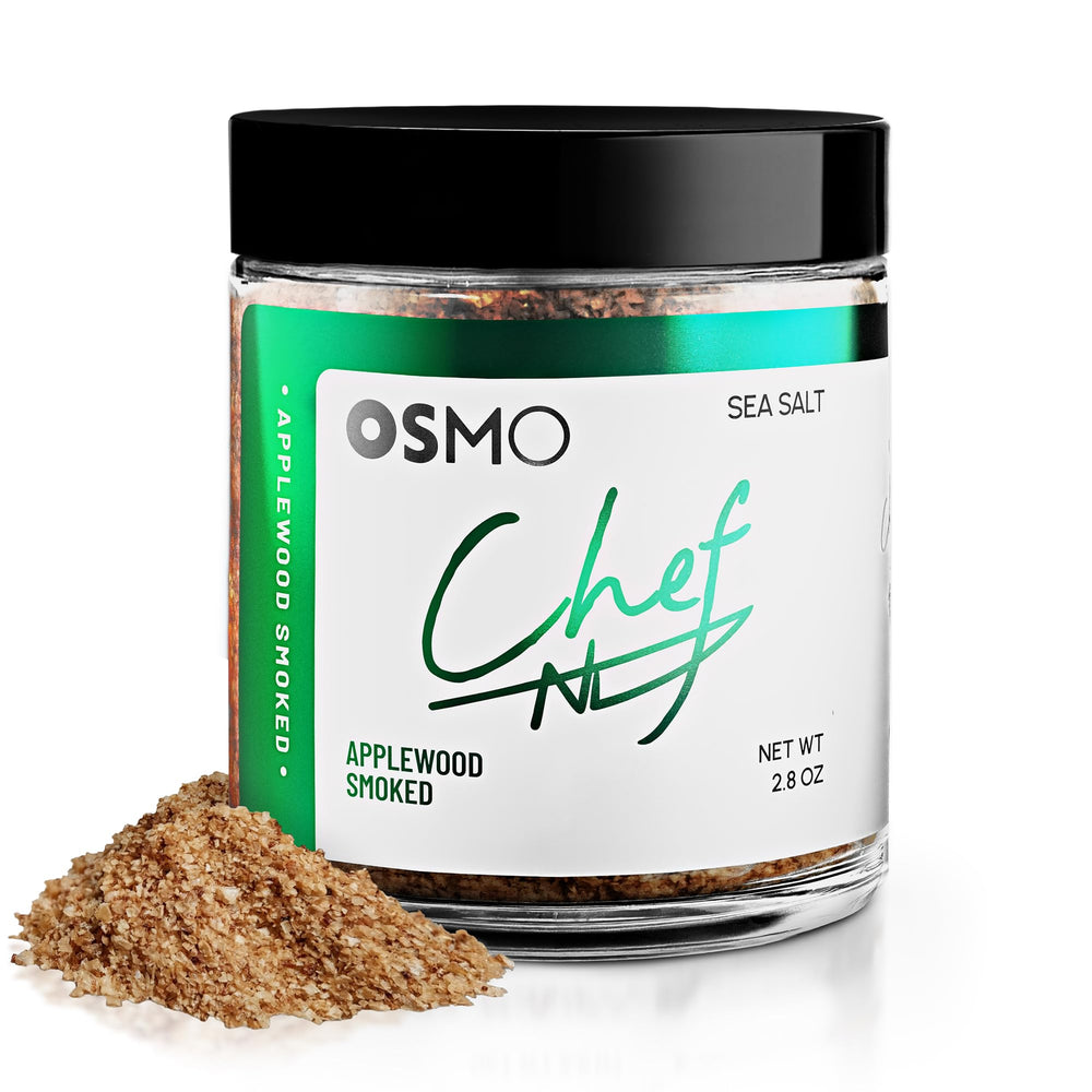 osmo applewood smoked sea salt front jar showing packaging and benefit for gifting