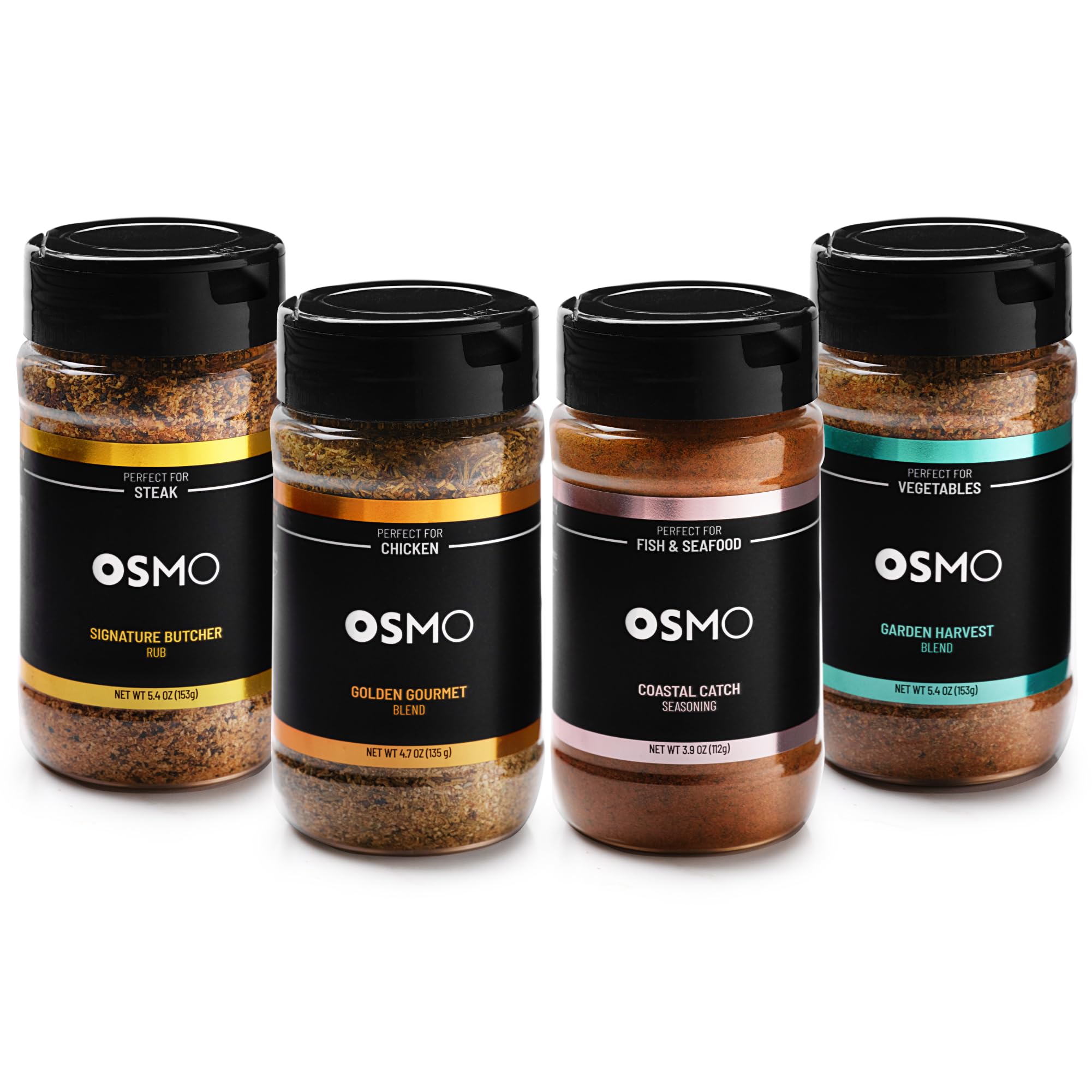 osmo bundle front packaging showing all four chef-crafted seasonings for easy pantry use