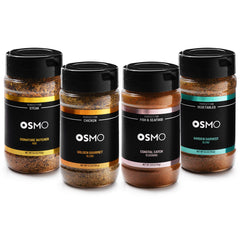 osmo bundle front packaging showing all four chef-crafted seasonings for easy pantry use
