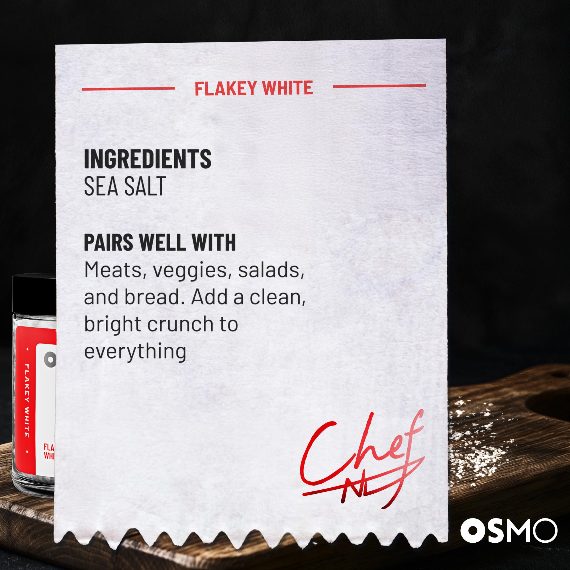 osmo flakey white crystals on buttered bread for immediate crunchy finish