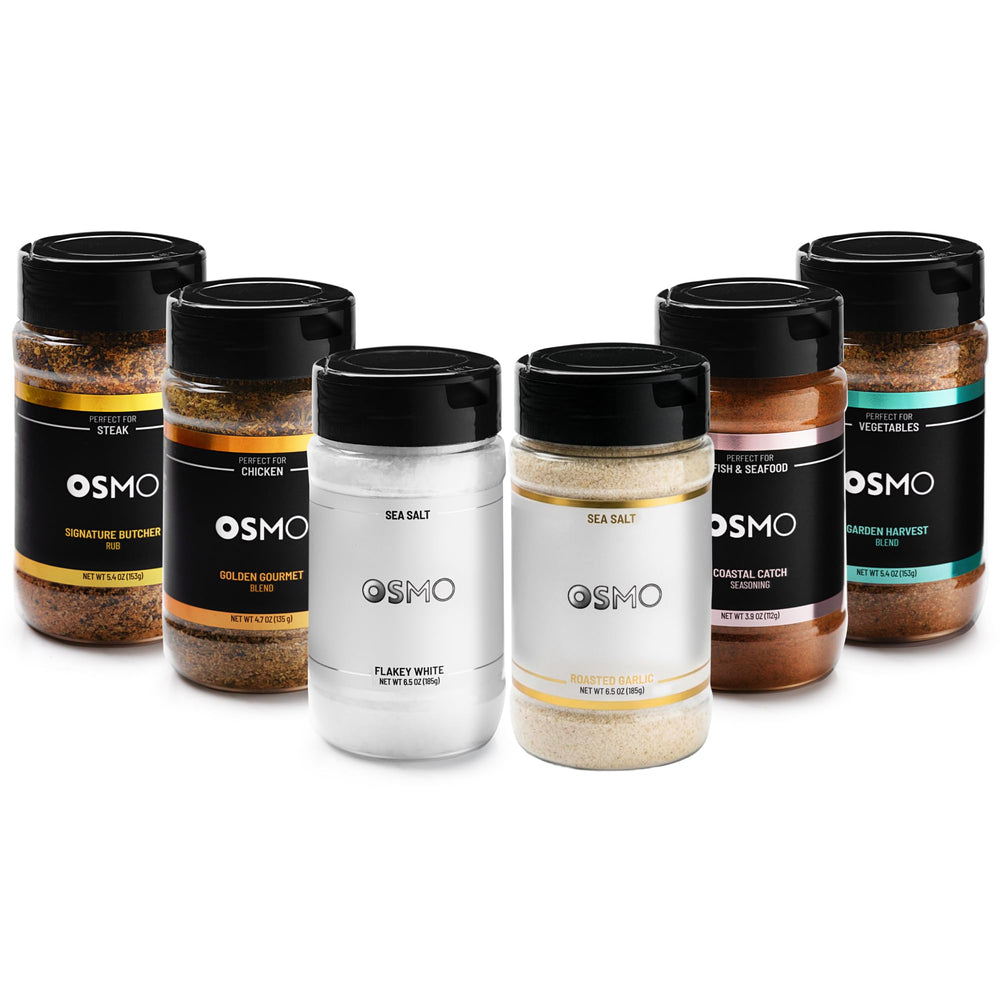Osmo front packaging showing six jars and gift-ready presentation, inspires confident cooking