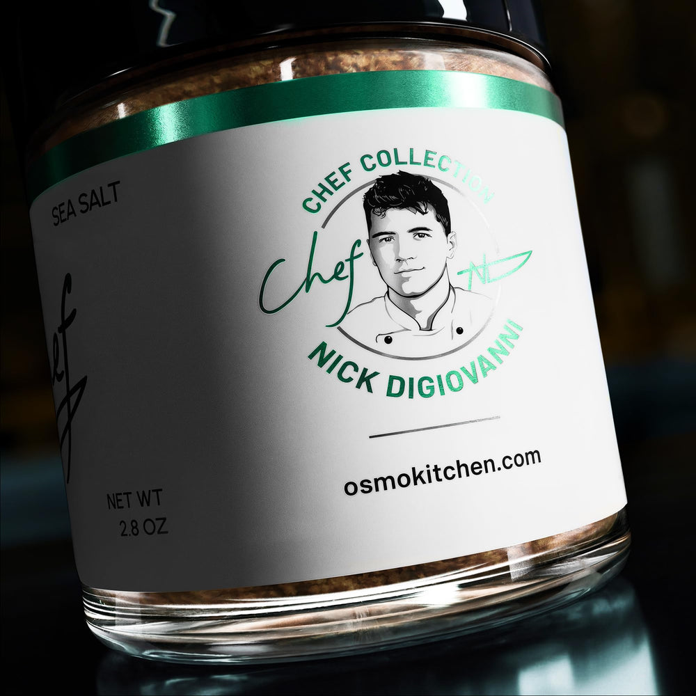 osmo label close-up of Chef Collection by Nick DiGiovanni signaling premium quality