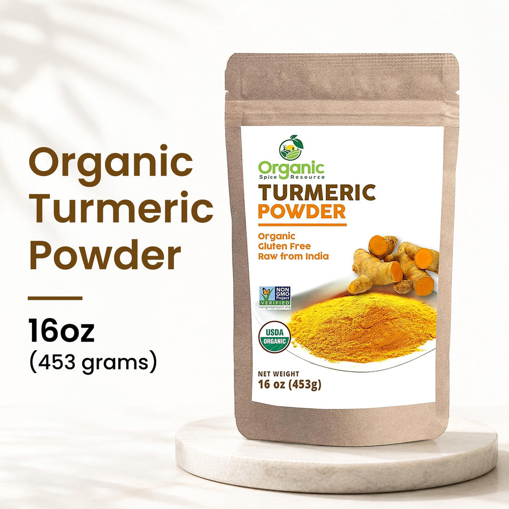 Organic Spice Resource powder on spoon showing fine texture for easy mixing