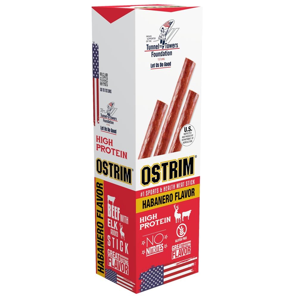 Ostrim close-up of sliced stick texture and seasoning, highlights lean protein