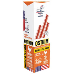 Ostrim front packaging showing buffalo wing flavor and nutrition benefits