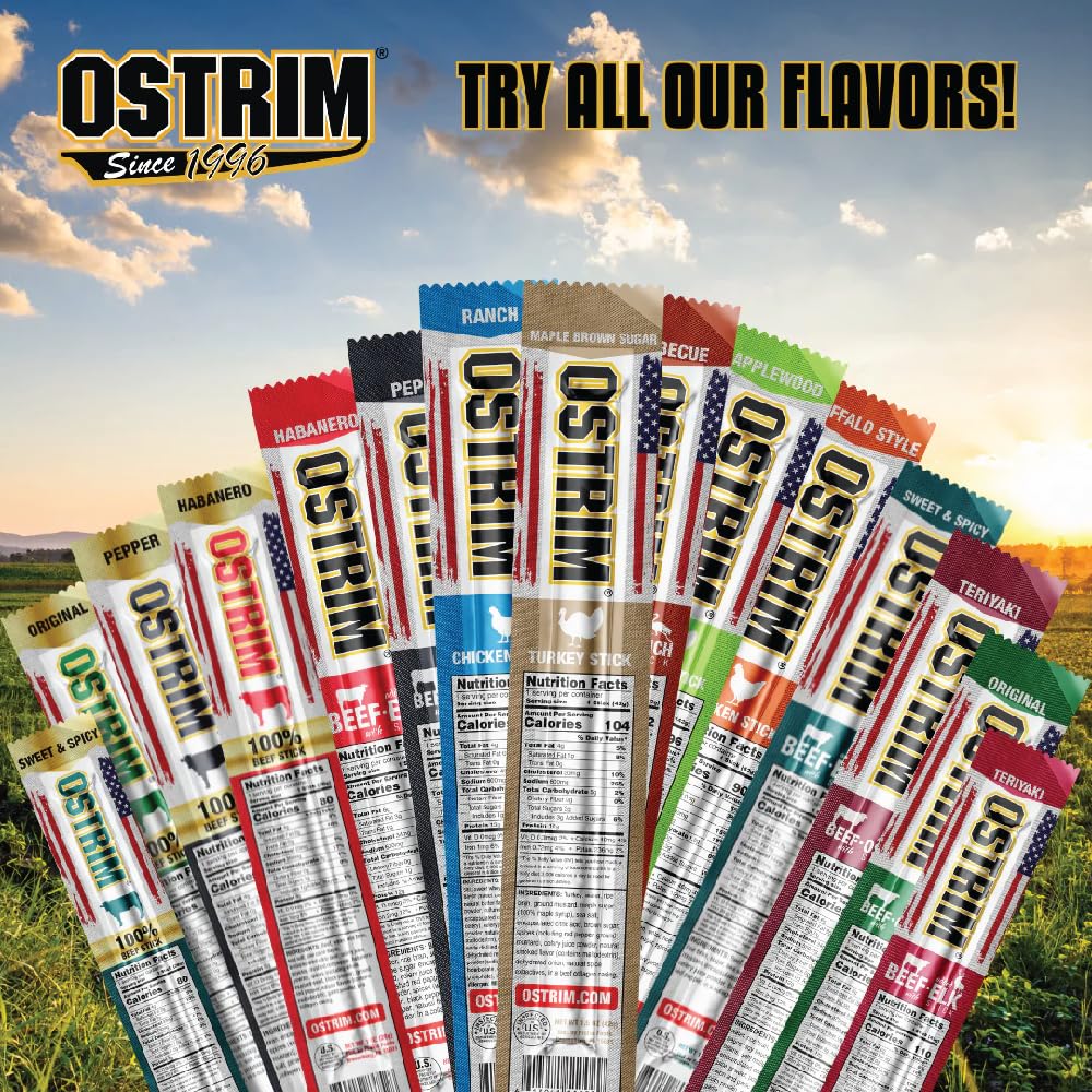 Ostrim stick in lunchbox demonstrating portable protein for busy days