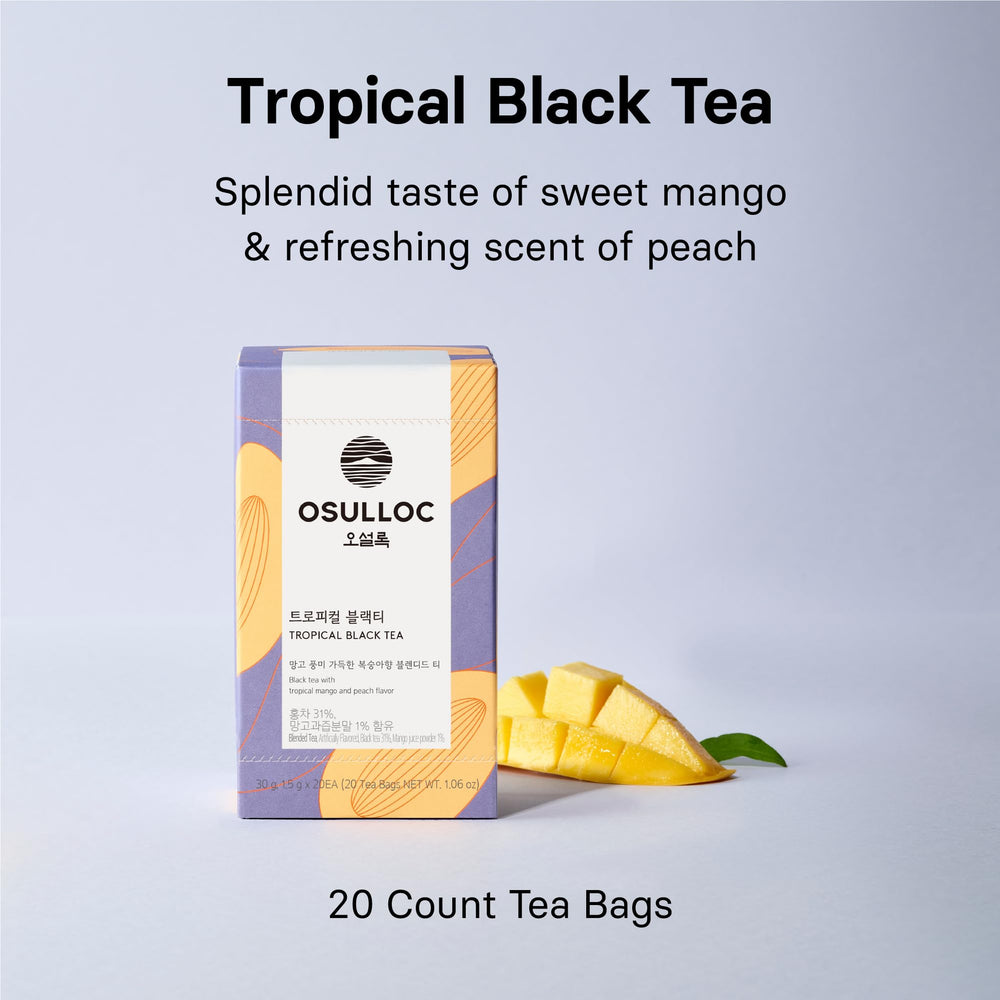 Osulloc brewed iced pitcher filled with peach black tea showcasing refreshing serve