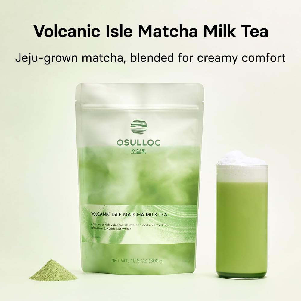osulloc close-up of matcha powder highlighting fine texture and vibrant color
