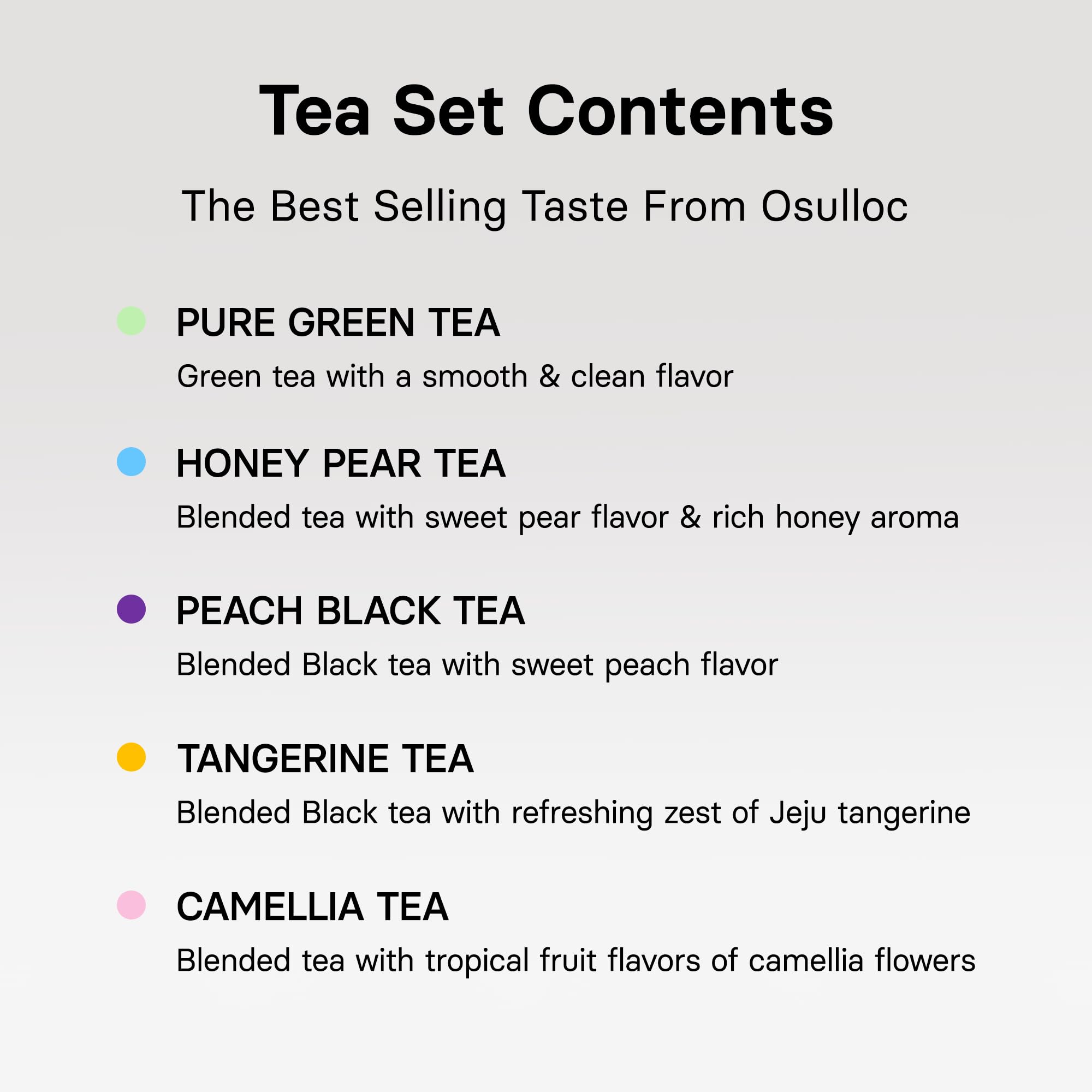 Osulloc flavor labels arranged clearly for easy selection and gifting benefits