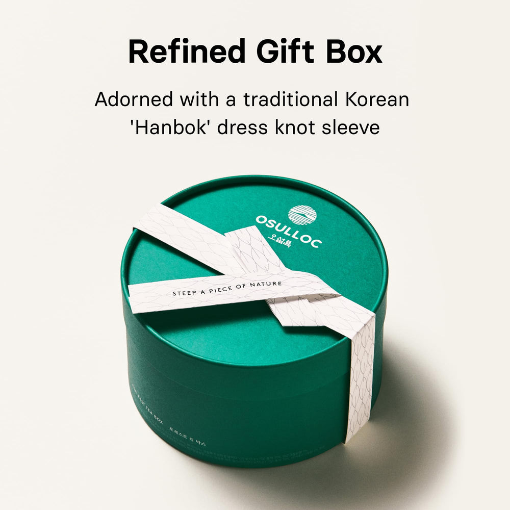 Osulloc box open layout showing six varieties and organized tasting convenience