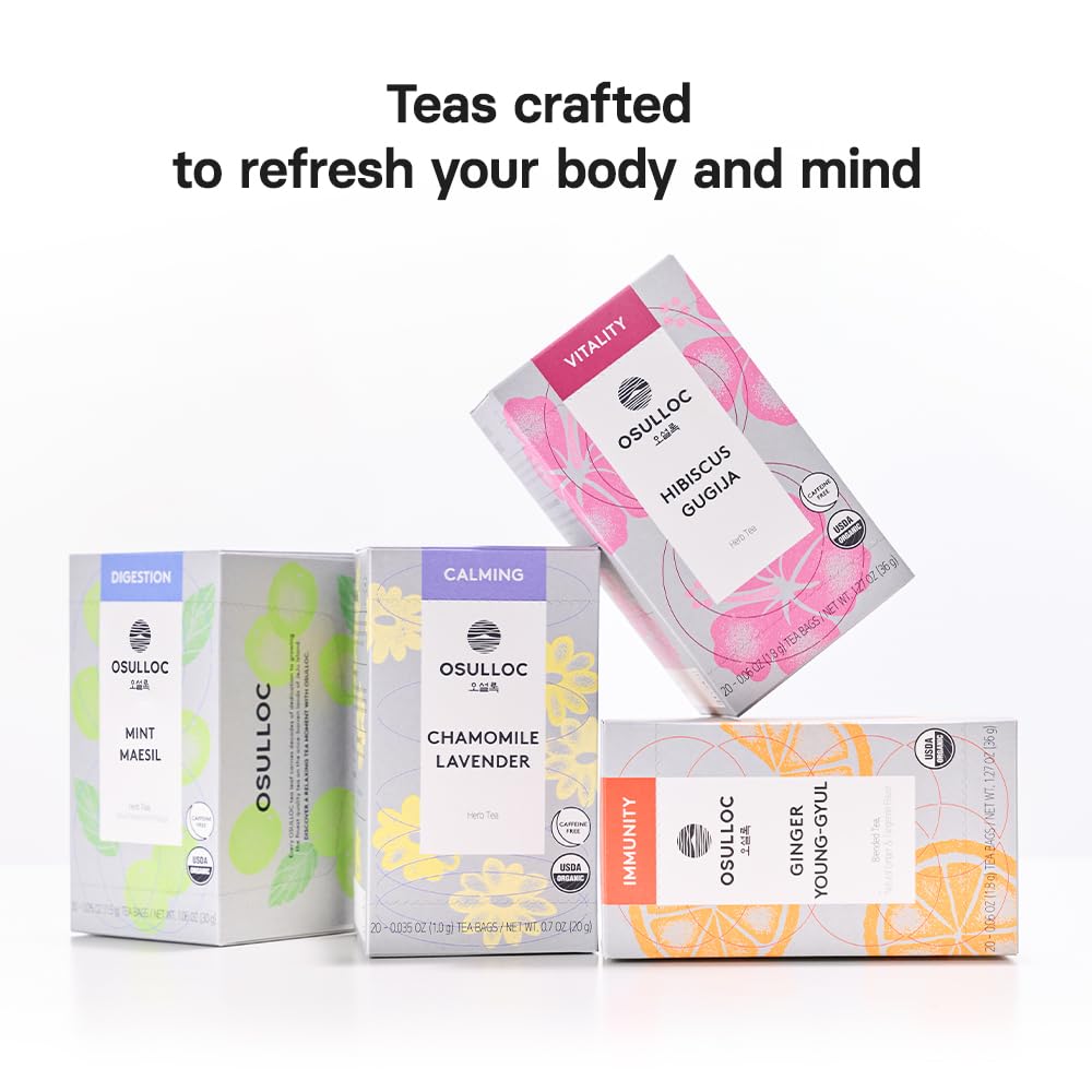 Osulloc tea served on table in a lifestyle scene for relaxing refreshment benefit