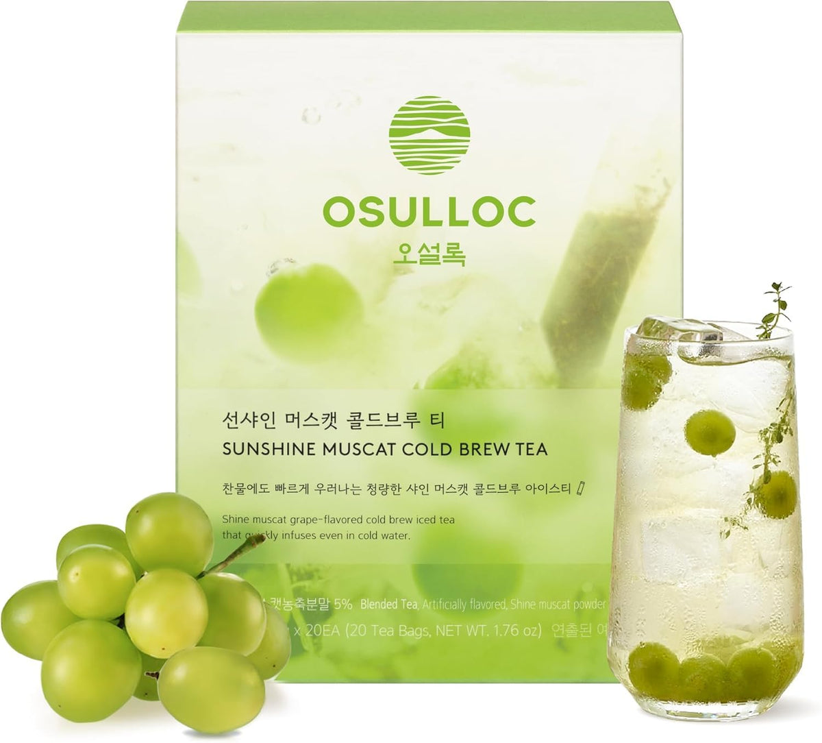 OSULLOC front packaging showing 20-count sticks for quick cold-brew hydration