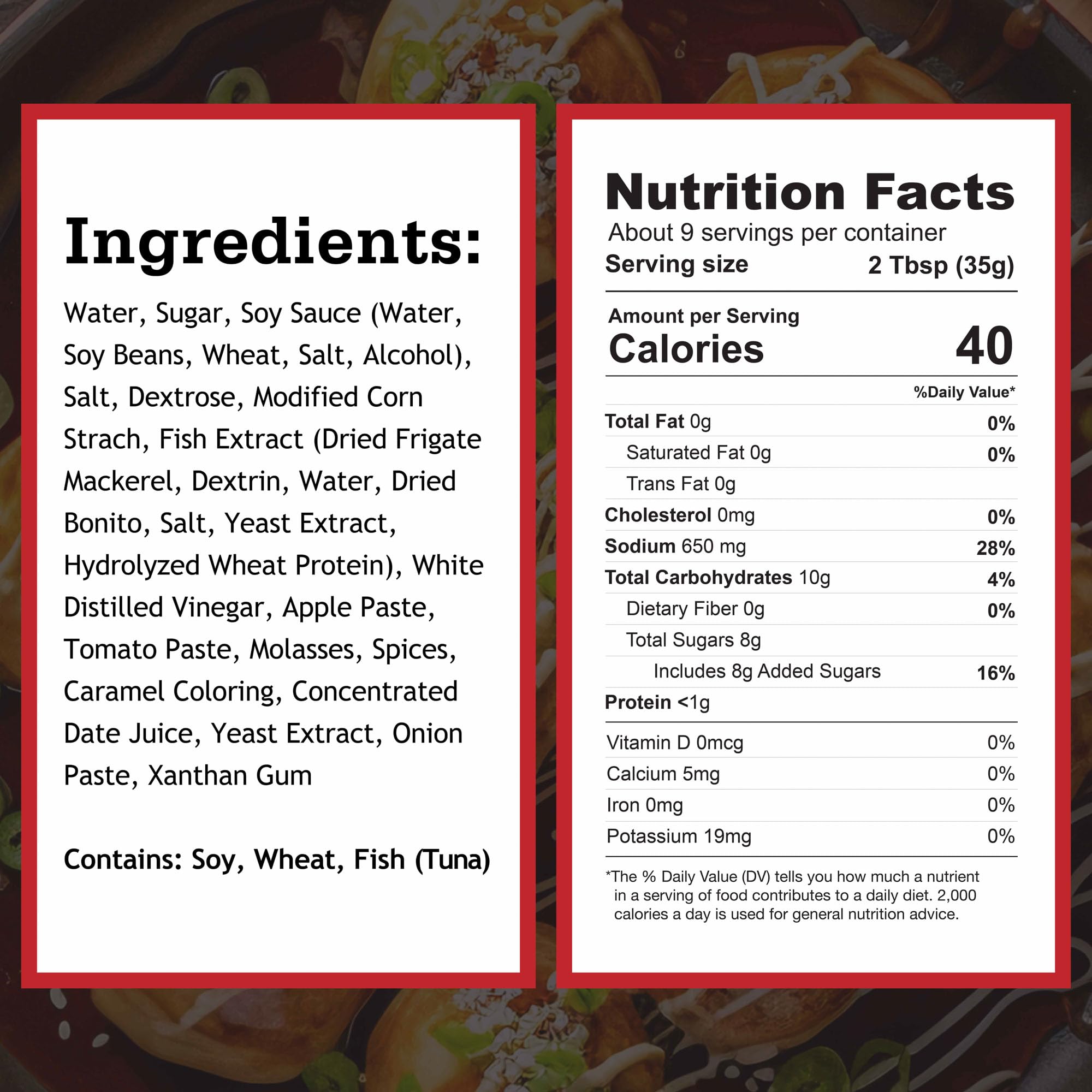 Otafuku label close-up highlighting ingredients and authentic recipe benefit