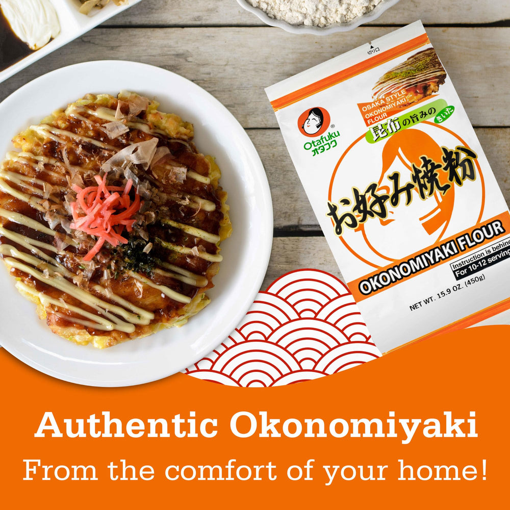 Otafuku flour texture on a spoon illustrating fine consistency and even mixing