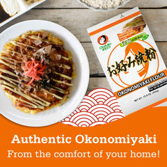 Otafuku flour texture on a spoon illustrating fine consistency and even mixing