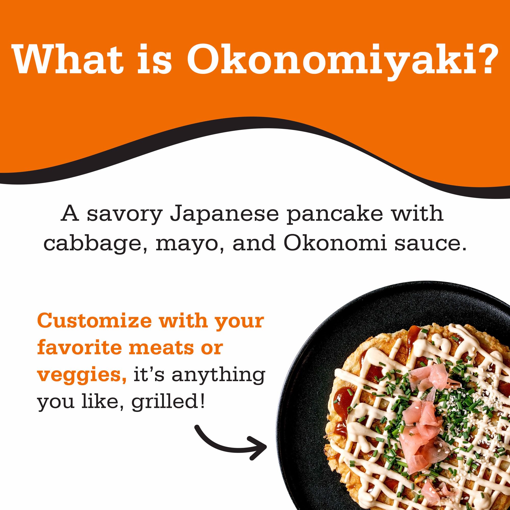 Otafuku okonomiyaki pancake on a griddle demonstrating even cooking and browning