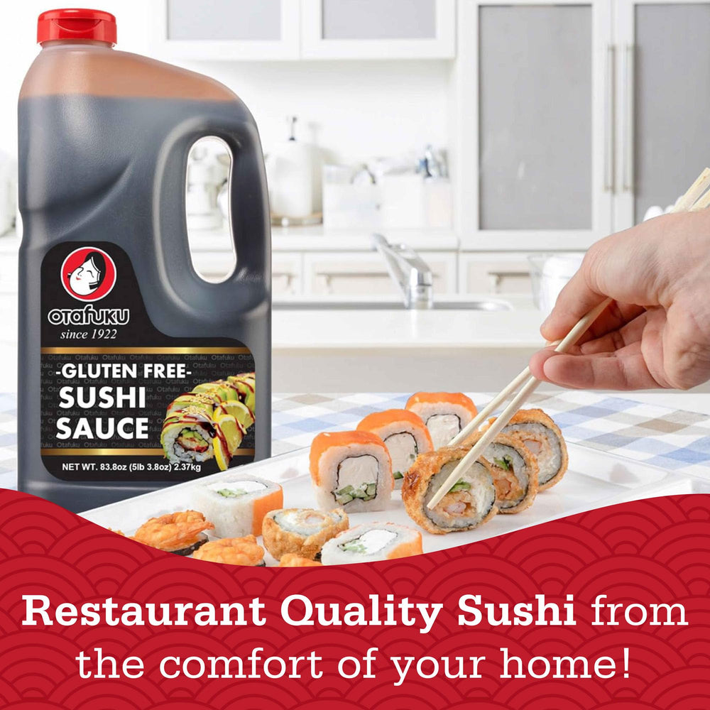 Otafuku drizzle over steamed rice showing brand enhances presentation and taste