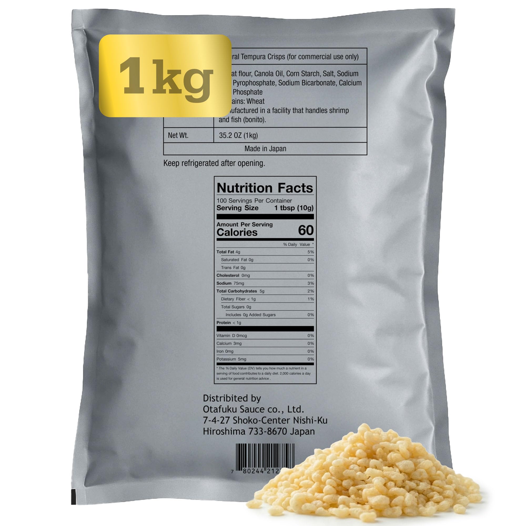 Otafuku tenkasu front packaging showing 1 kg pouch and product branding for convenience