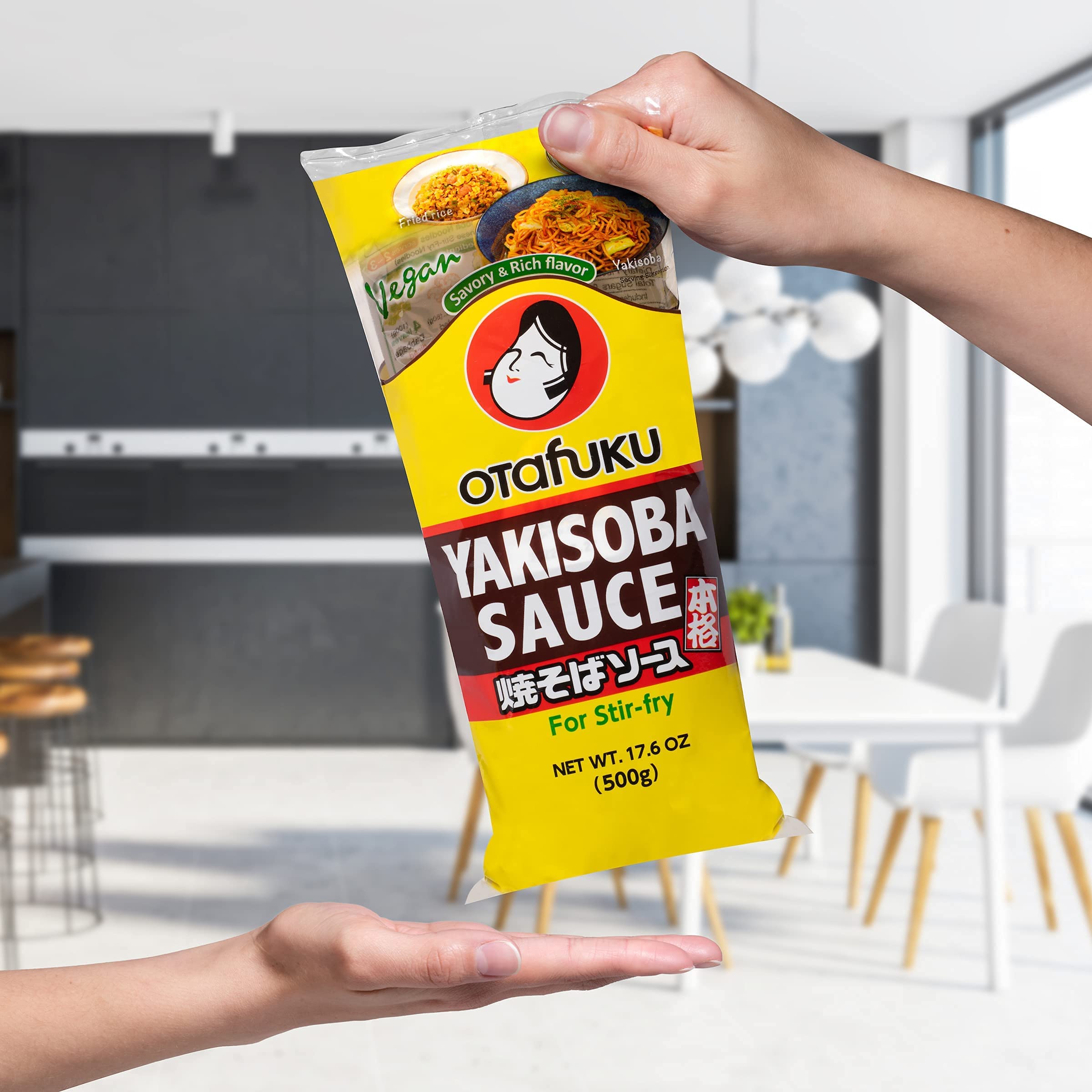 Kitchen counter scene with Otafuku sauce ready to use, inspiring home cooking