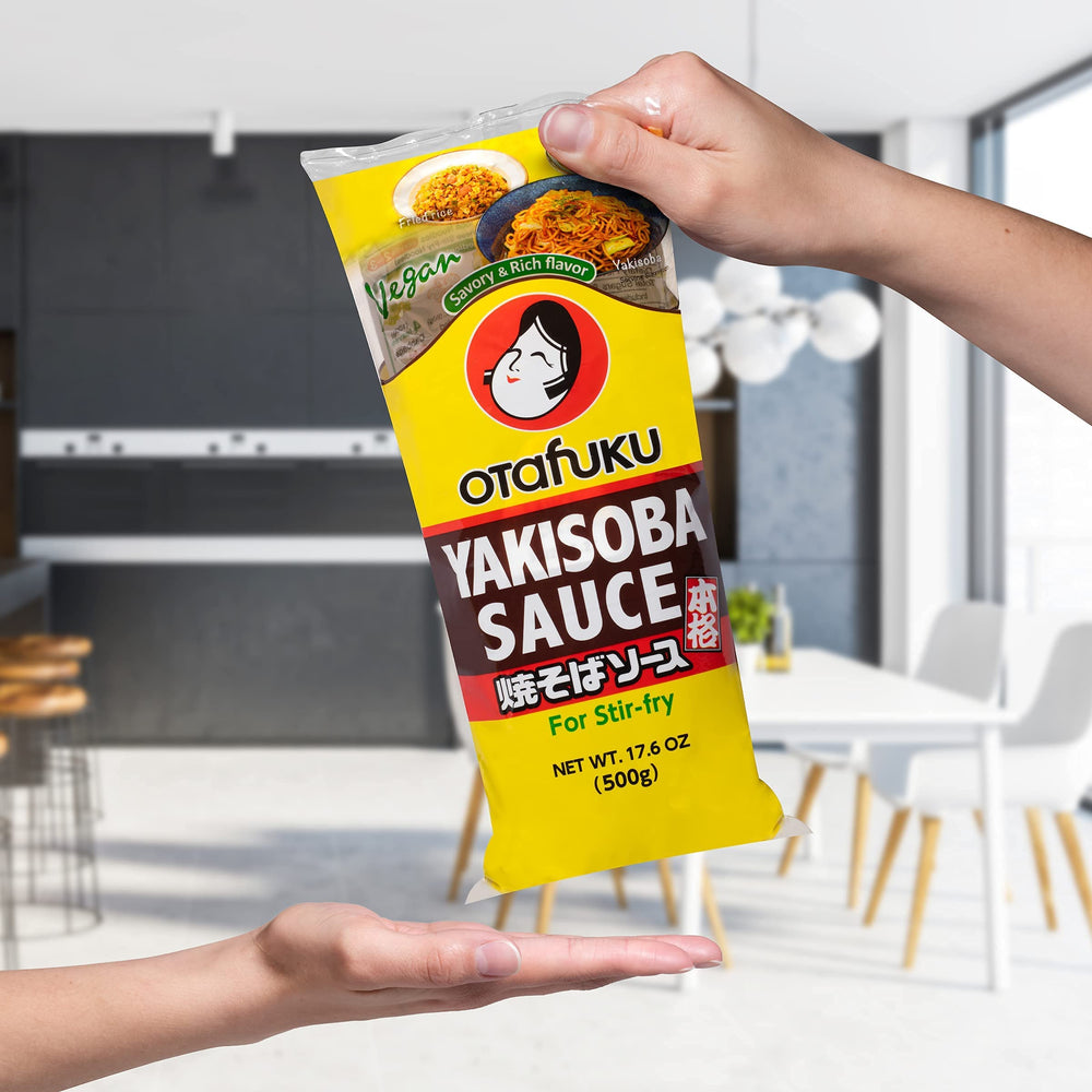 Kitchen counter scene with Otafuku sauce ready to use, inspiring home cooking