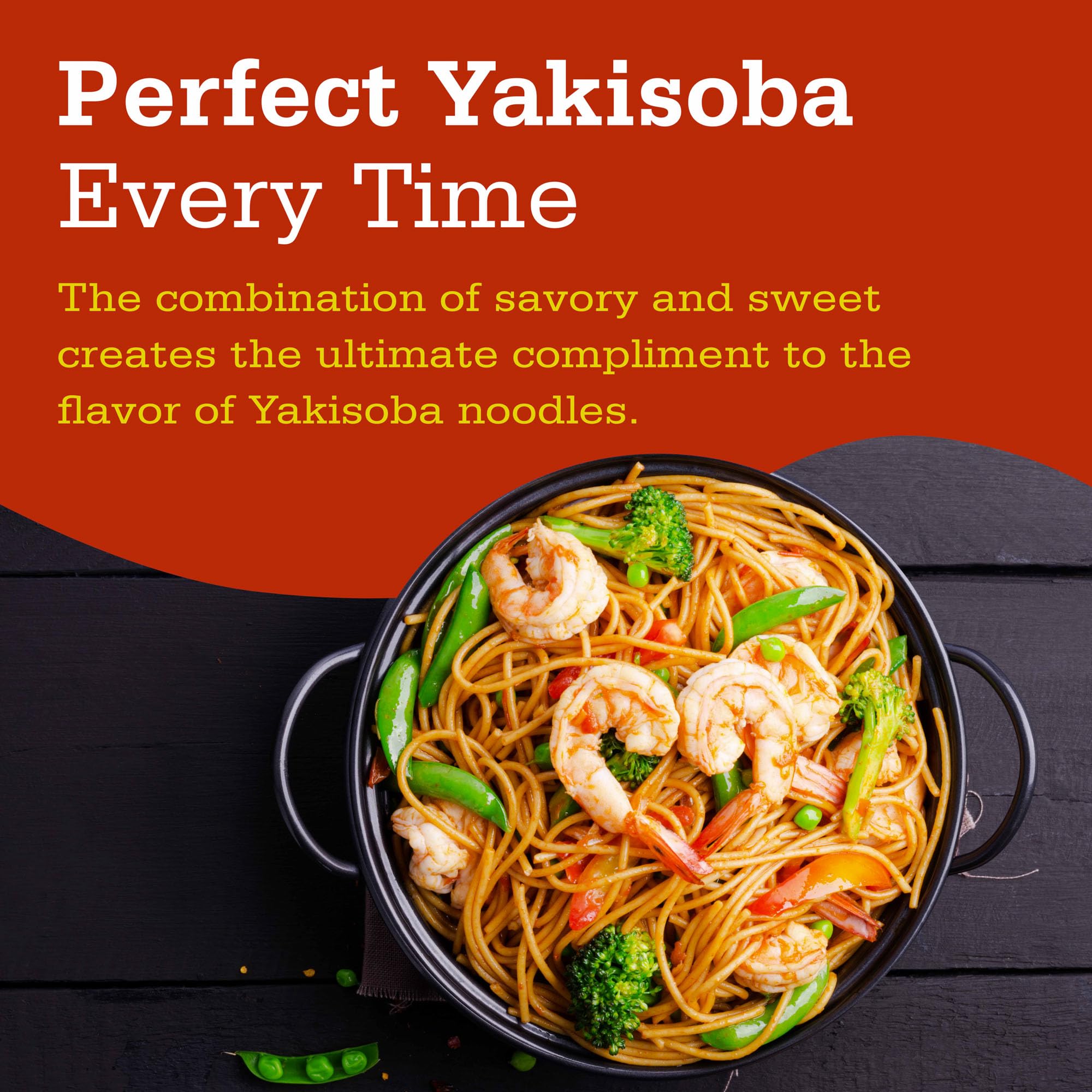 Otafuku sauce poured from spoon over noodles showing glossy coating benefit